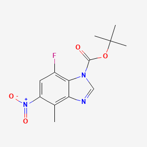 molecular formula C13H14FN3O4 B8512497 1h-Benzimidazole-1-carboxylic acid,7-fluoro-4-methyl-5-nitro-,1,1-dimethylethyl ester 