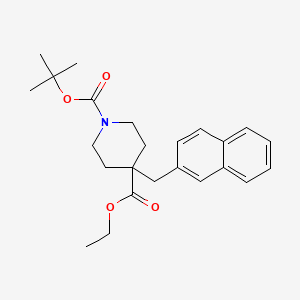 molecular formula C24H31NO4 B8512653 Ethyl 1-tert-butyloxycarbonyl-4-(2-naphtylmethyl)-4-piperidinecarboxylate 
