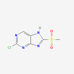 molecular formula C6H5ClN4O2S B8512678 2-chloro-8-(methylsulfonyl)-7H-purine 