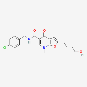 molecular formula C20H21ClN2O4 B8513016 N-(4-Chlorobenzyl)-2-(4-hydroxybutyl)-7-methyl-4-oxo-4,7-dihydrofuro[2,3-b]pyridine-5-carboxamide 