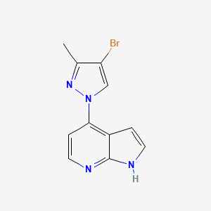 molecular formula C11H9BrN4 B8513093 4-(4-bromo-3-methyl-1H-pyrazol-1-yl)-1H-pyrrolo[2,3-b]pyridine 
