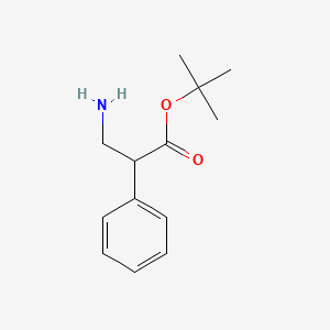 molecular formula C13H19NO2 B8513276 Tert-butyl 3-amino-2-phenylpropanoate 