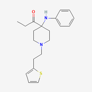 molecular formula C20H26N2OS B8513296 1-Propanone, 1-[4-(phenylamino)-1-[2-(2-thienyl)ethyl]-4-piperidinyl]- CAS No. 61086-25-7