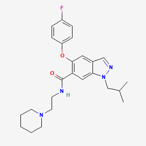 1h-Indazole-6-carboxamide,5-(4-fluorophenoxy)-1-(2-methylpropyl)-n-[2-(1-piperidinyl)ethyl]-