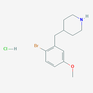 molecular formula C13H19BrClNO B8513610 4-(2-Bromo-5-methoxybenzyl)piperidine hcl 