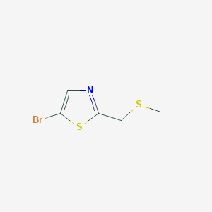 molecular formula C5H6BrNS2 B8513641 5-Bromo-2-(methylthiomethyl)thiazole 