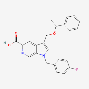 molecular formula C24H21FN2O3 B8513835 1h-Pyrrolo[2,3-c]pyridine-5-carboxylic acid,1-[(4-fluorophenyl)methyl]-3-[[(1r)-1-phenylethoxy]methyl]- 