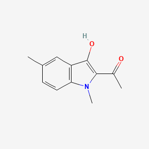 molecular formula C12H13NO2 B8513865 1,5-dimethyl-3-hydroxy-1H-indol-2-yl methyl ketone 