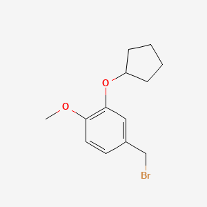 molecular formula C13H17BrO2 B8514111 4-(Bromomethyl)-2-(cyclopentyloxy)-1-methoxybenzene CAS No. 141333-35-9