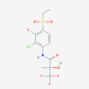 molecular formula C12H12ClF4NO4S B8514143 (2R)-N-[2-Chloro-4-(ethanesulfonyl)-3-fluorophenyl]-3,3,3-trifluoro-2-hydroxy-2-methylpropanamide CAS No. 329925-77-1