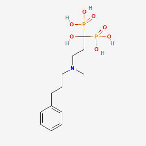 molecular formula C13H23NO7P2 B8514180 3-[N-(3-phenylpropyl)-N-methyl-amino]-1-hydroxy-propane-1,1-diphosphonic acid 