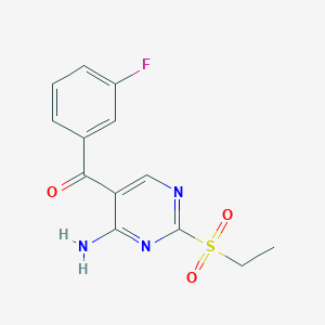 molecular formula C13H12FN3O3S B8514205 (4-Amino-2-ethanesulfonyl-pyrimidin-5-yl)-(3-fluoro-phenyl)-methanone CAS No. 741712-38-9