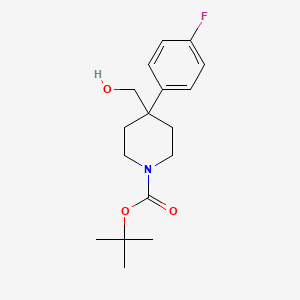molecular formula C17H24FNO3 B8514436 Tert-butyl 4-(4-fluorophenyl)-4-(hydroxymethyl)piperidine-1-carboxylate 