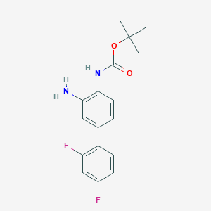 molecular formula C17H18F2N2O2 B8514518 Carbamic acid,(3-amino-2',4'-difluoro[1,1'-biphenyl]-4-yl)-,1,1-dimethylethyl ester 