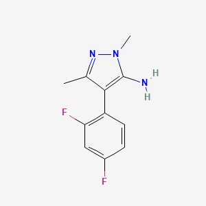 molecular formula C11H11F2N3 B8514766 4-(2,4-Difluorophenyl)-1,3-dimethyl-1H-pyrazol-5-amine 