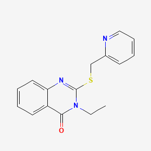 molecular formula C16H15N3OS B8514806 4(3H)-Quinazolinone, 3-ethyl-2-((2-pyridinylmethyl)thio)- CAS No. 117038-35-4