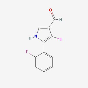 molecular formula C11H7FINO B8514852 5-(2-fluorophenyl)-4-iodo-1H-pyrrole-3-carbaldehyde 