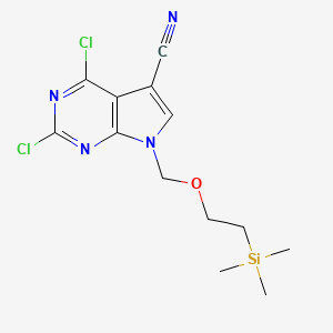 B8514854 2,4-Dichloro-7-((2-(trimethylsilyl)ethoxy)methyl)-7H-pyrrolo[2,3-d]pyrimidine-5-carbonitrile CAS No. 950661-87-7