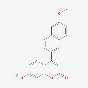 molecular formula C20H14O4 B8515097 7-Hydroxy-4-(6-methoxynaphthalen-2-yl)-2H-1-benzopyran-2-one CAS No. 62550-57-6