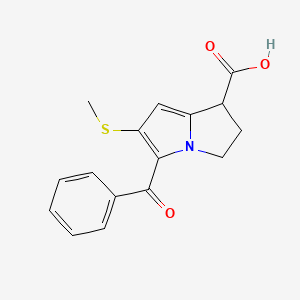 molecular formula C16H15NO3S B8515293 5-Benzoyl-6-(methylsulfanyl)-2,3-dihydro-1H-pyrrolizine-1-carboxylic acid CAS No. 89542-09-6