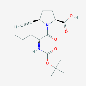 molecular formula C18H28N2O5 B8515306 N-(tert-butoxycarbonyl)-L-leucyl-(5R)-5-ethynyl-L-proline CAS No. 676559-44-7