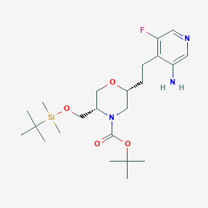 Tert-butyl (2R,5S)-2-(2-(3-amino-5-fluoropyridin-4-YL)ethyl)-5-(((tert-butyldimethylsilyl)oxy)methyl)morpholine-4-carboxylate