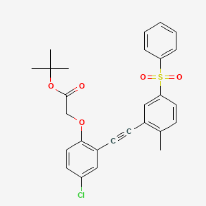 molecular formula C27H25ClO5S B8515356 Tert-butyl(4-chloro-2-{[2-methyl-5-(phenylsulfonyl)phenyl]ethynyl}phenoxy)acetate 