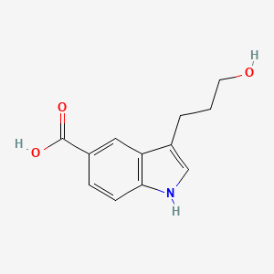 molecular formula C12H13NO3 B8515485 3-(3-hydroxypropyl)-1H-indole-5-carboxylic acid 