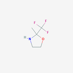 molecular formula C5H8F3NO B8515488 Oxazolidine, 2-methyl-2-(trifluoromethyl)- 