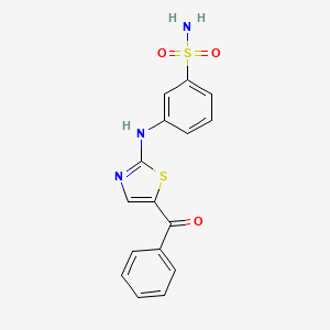 molecular formula C16H13N3O3S2 B8515695 Benzenesulfonamide,3-[(5-benzoyl-2-thiazolyl)amino]- 