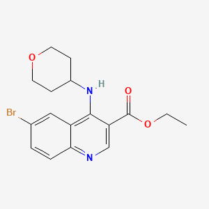 molecular formula C17H19BrN2O3 B8516049 Ethyl 6-bromo-4-(oxan-4-ylamino)quinoline-3-carboxylate 
