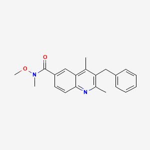 molecular formula C21H22N2O2 B8516062 3-Benzyl-N-methoxy-N,2,4-trimethylquinoline-6-carboxamide 