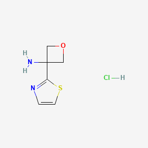 molecular formula C6H9ClN2OS B8516154 3-(Thiazol-2-yl)oxetan-3-amine hydrochloride 