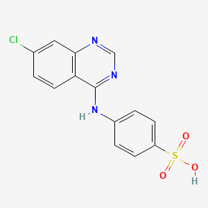 molecular formula C14H10ClN3O3S B8516155 4-(7-Chloro-4-quinazolinylamino)benzenesulphonic acid 