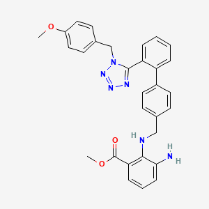 molecular formula C30H28N6O3 B8516476 methyl 3-amino-2-(((2'-(1-(4-methoxybenzyl)-1H-tetrazol-5-yl)-[1,1'-biphenyl]-4-yl)methyl)amino)benzoate 