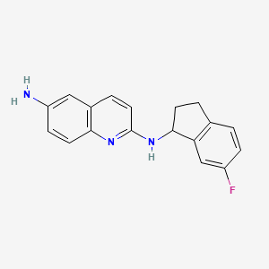 molecular formula C18H16FN3 B8516500 Rac-n2-(6-fluoro-indan-1-yl)-quinoline-2,6-diamine 