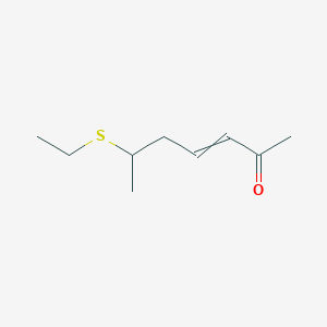 molecular formula C9H16OS B8516509 6-(Ethylthio)hept-3-EN-2-one CAS No. 81008-52-8