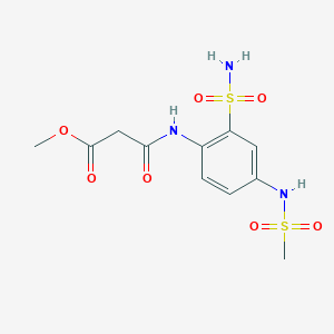 molecular formula C11H15N3O7S2 B8516521 n-(4-Methanesulfonylamino-2-sulfamoylphenyl)malonamic acid methyl ester 