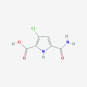 molecular formula C6H5ClN2O3 B8516660 5-(Aminocarbonyl)-3-chloro-1H-pyrrole-2-carboxylic acid 