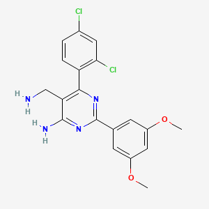 molecular formula C19H18Cl2N4O2 B8516719 5-(Aminomethyl)-6-(2,4-dichlorophenyl)-2-(3,5-dimethoxyphenyl)pyrimidin-4-amine 