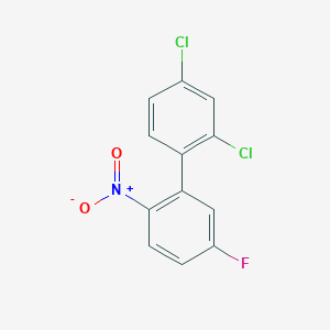 molecular formula C12H6Cl2FNO2 B8516954 2-(2,4-Dichlorophenyl)-4-fluoro-1-nitrobenzene 