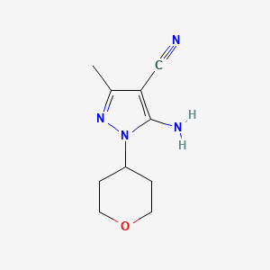molecular formula C10H14N4O B8517046 5-amino-3-methyl-1-(tetrahydro-2H-pyran-4-yl)-1H-pyrazole-4-carbonitrile 