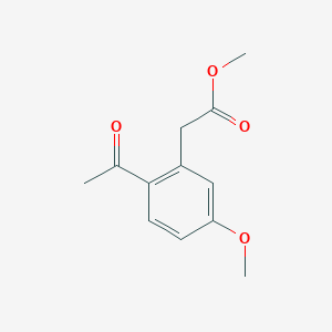 molecular formula C12H14O4 B8517055 (2-Acetyl-5-methoxy-phenyl)-acetic acid methyl ester 