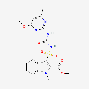 molecular formula C18H19N5O6S B8517163 Methyl 3-[[(4-methoxy-6-methyl-pyrimidine-2-yl)aminocarbonyl]aminosulfonyl]-1-methyl-1H-indole-2-carboxylate 