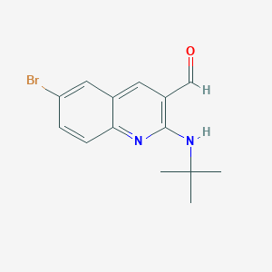 molecular formula C14H15BrN2O B8517324 2-(Tert-butylamino)-6-bromoquinoline-3-carbaldehyde 