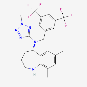 molecular formula C23H24F6N6 B8517363 (S)-N-(3,5-bis(trifluoromethyl)benzyl)-7,9-dimethyl-N-(2-methyl-2H-tetrazol-5-yl)-2,3,4,5-tetrahydro-1H-benzo[b]azepin-5-amine 