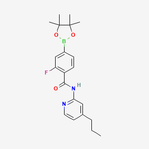 molecular formula C21H26BFN2O3 B8517554 2-fluoro-N-(4-propylpyridin-2-yl)-4-(4,4,5,5-tetramethyl-1,3,2-dioxaborolan-2-yl)benzamide 