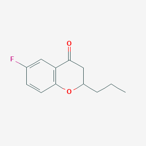 molecular formula C12H13FO2 B8517687 2,3-dihydro-6-fluoro-2-propyl-4H-1-benzopyran-4-one 