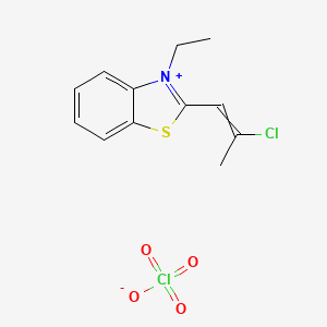 molecular formula C12H13Cl2NO4S B8518223 2-(2-Chloroprop-1-en-1-yl)-3-ethyl-1,3-benzothiazol-3-ium perchlorate CAS No. 56387-12-3