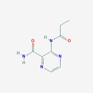 molecular formula C8H10N4O2 B8518277 3-Propionylamino-pyrazine-2-carboxylic acid amide 